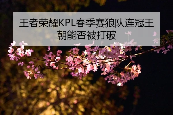 王者荣耀KPL春季赛狼队连冠王朝能否被打破